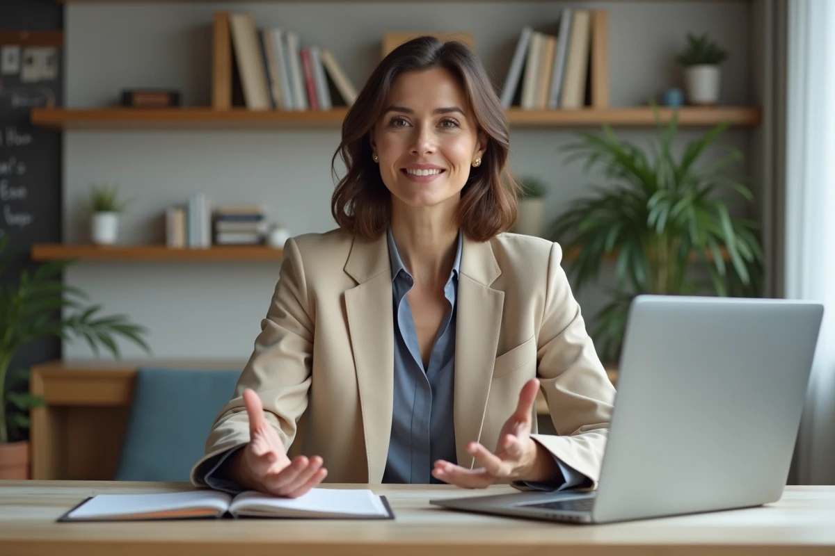 Femme confiante dans un bureau moderne et épuré