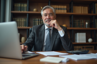 Homme d'affaires concentré dans un bureau moderne