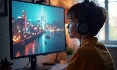 Jeune personne regardant une vidéo streaming sur un écran moderne