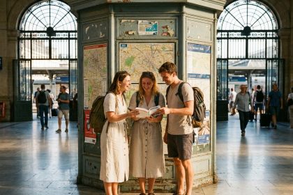 jeunes voyageurs profitant d'une station européenne en famille