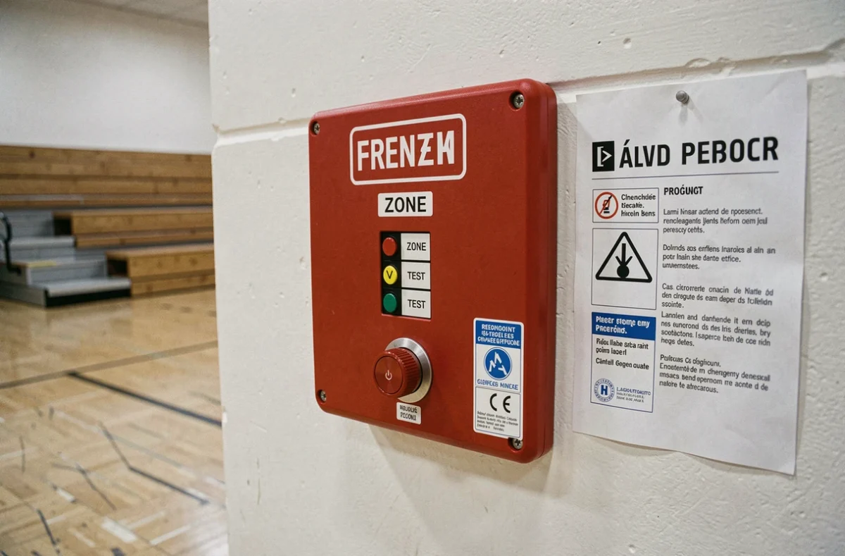 Panneau de sécurité incendie réglementaire affiché dans un établissement recevant du public de type R