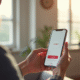 Personne tenant un smartphone prêt à annuler une transaction Vinted