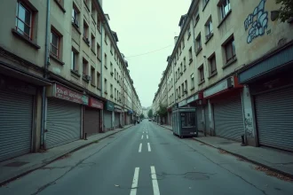 Vue large d'une rue urbaine française typique illustrant le thème des villes françaises classées comme dangereuses