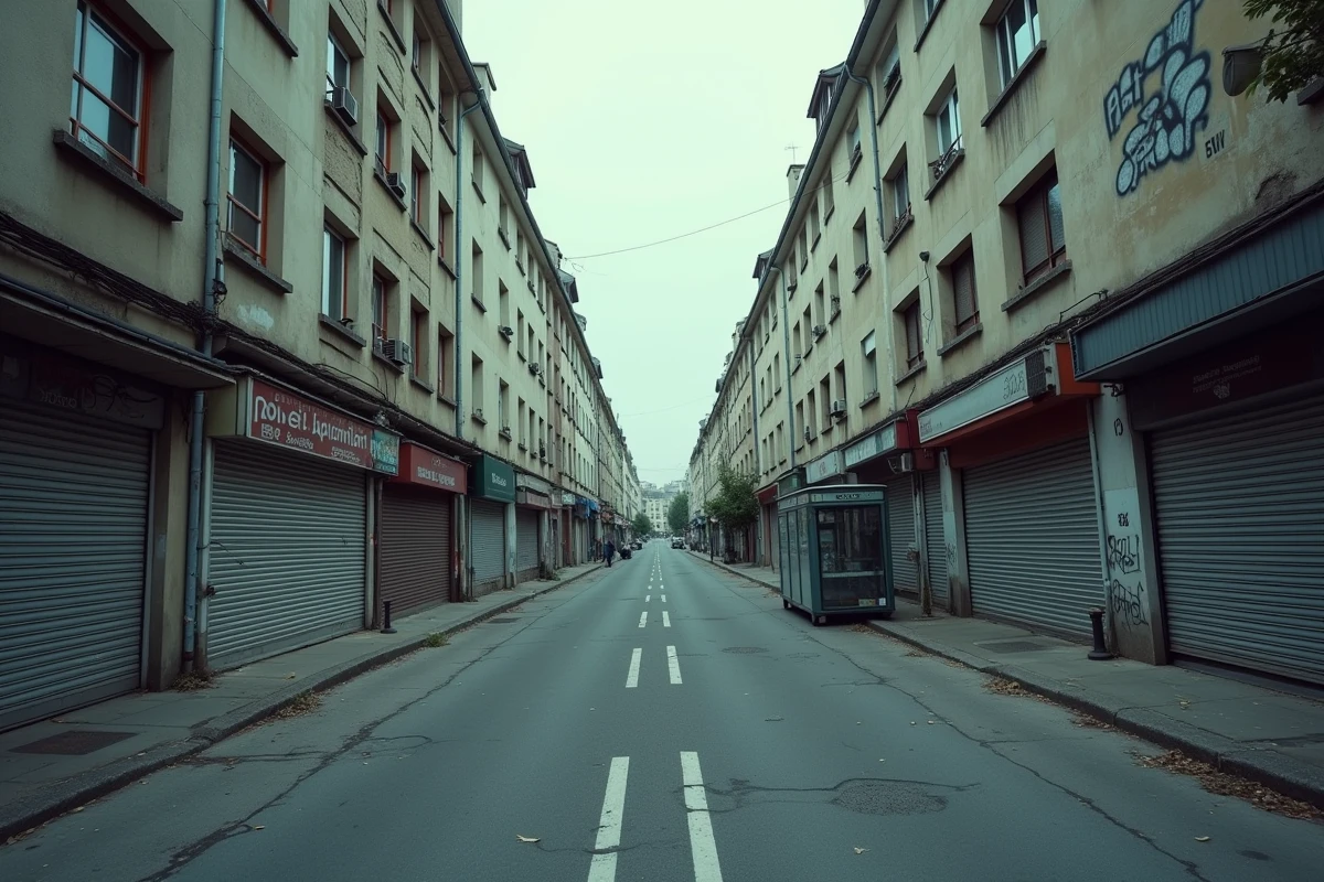 Vue large d'une rue urbaine française typique illustrant le thème des villes françaises classées comme dangereuses